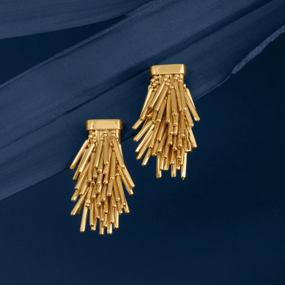 Gold Tassel Drop Earrings