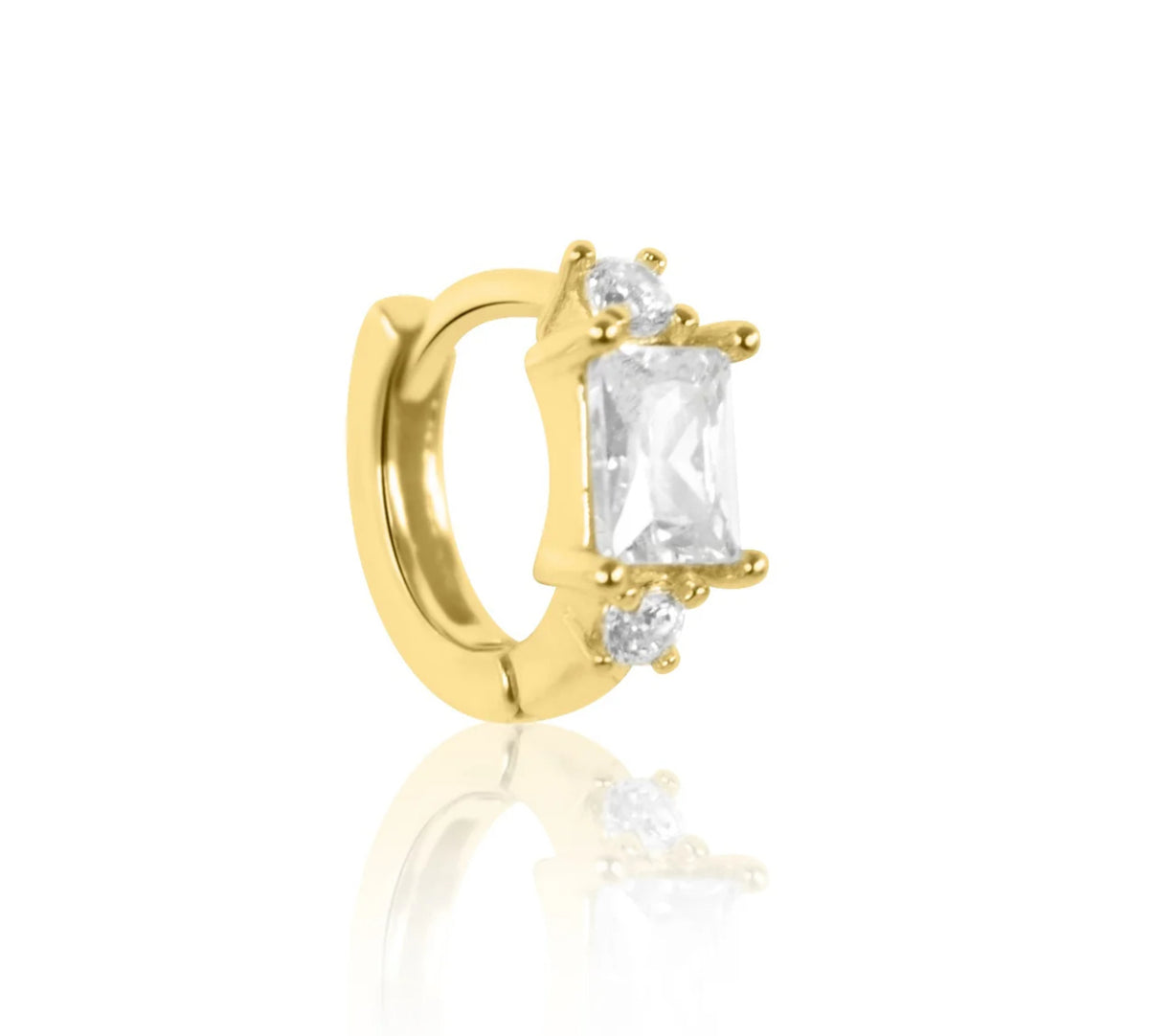 Gold Stacked Crystal Huggie Hoop