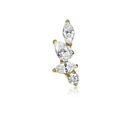 Deia curved cartilage stud gold