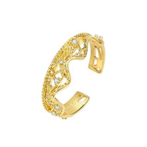 Leavers Lace Ruffle Stacking Open Ring (Gold)