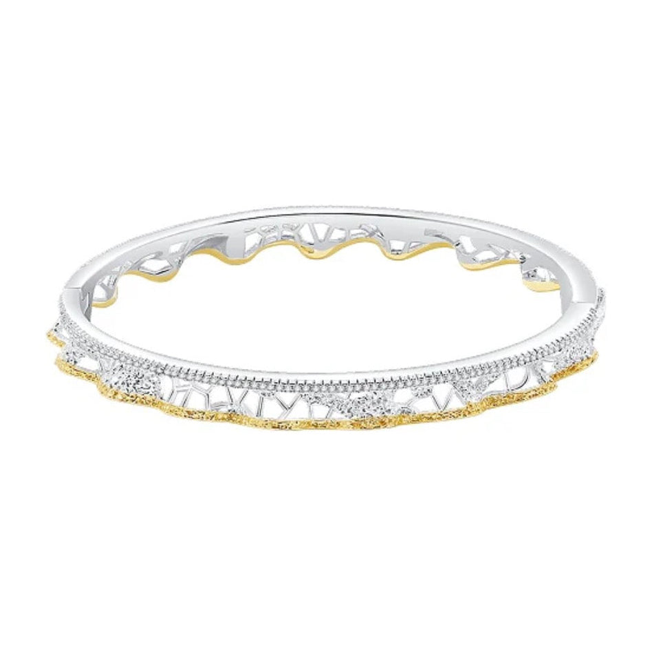 Leavers Lace Ruffle Stacking Bangle (Silver-Two tone)