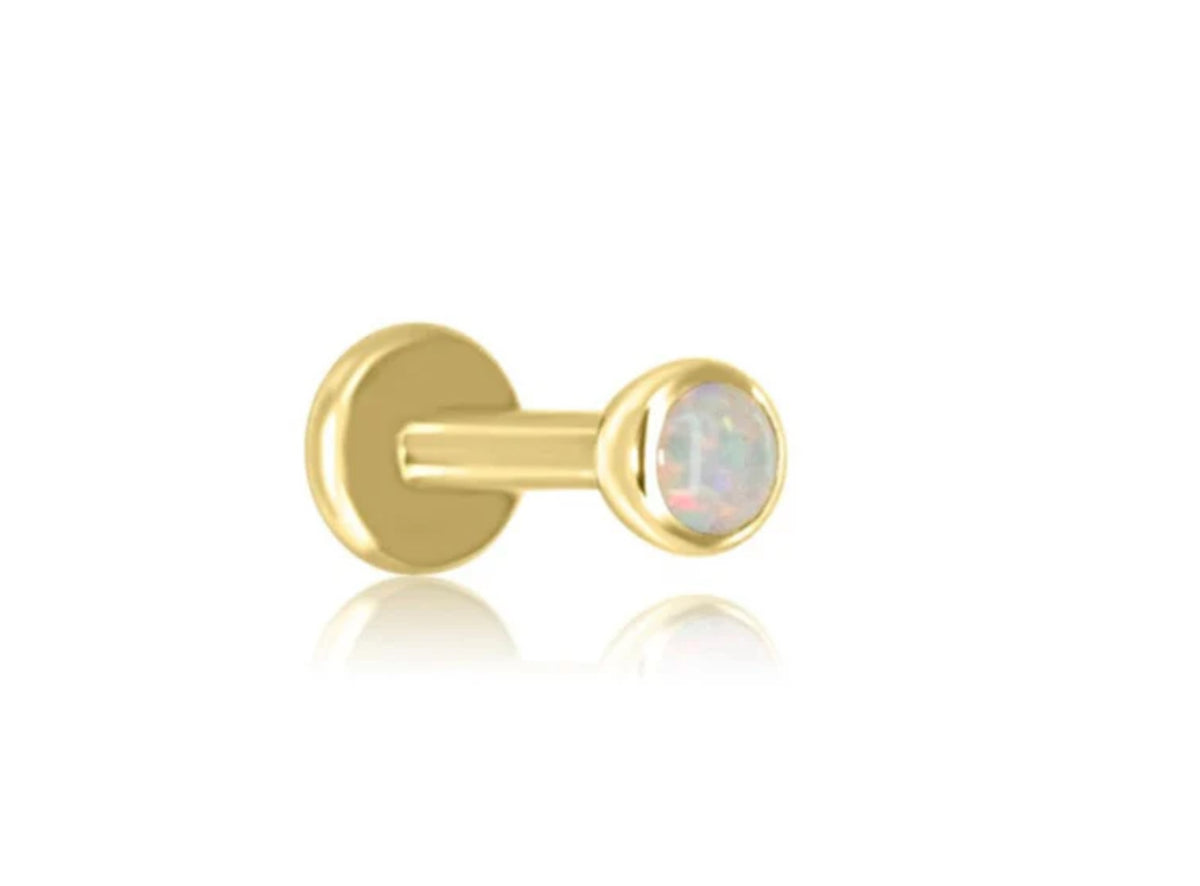 Gold LUNA Opal Threadless Cartilage Stud