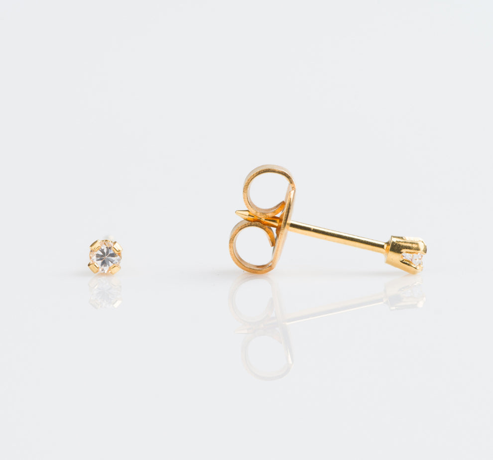 9K Solid Gold 3mm Cubic Zirconia