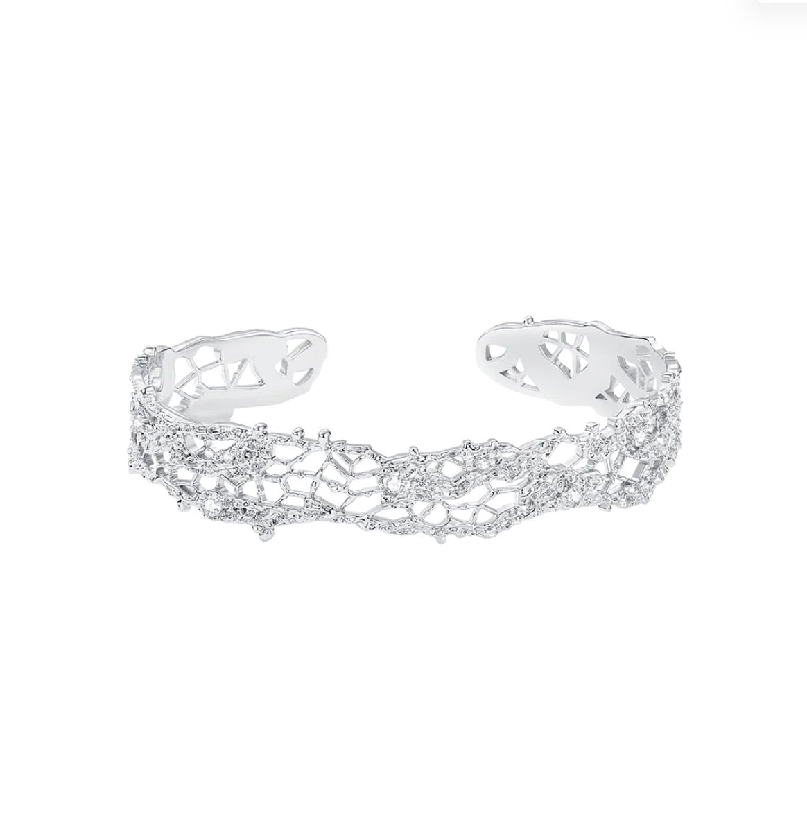 Leavers Lace Stacking Bangle (Silver)