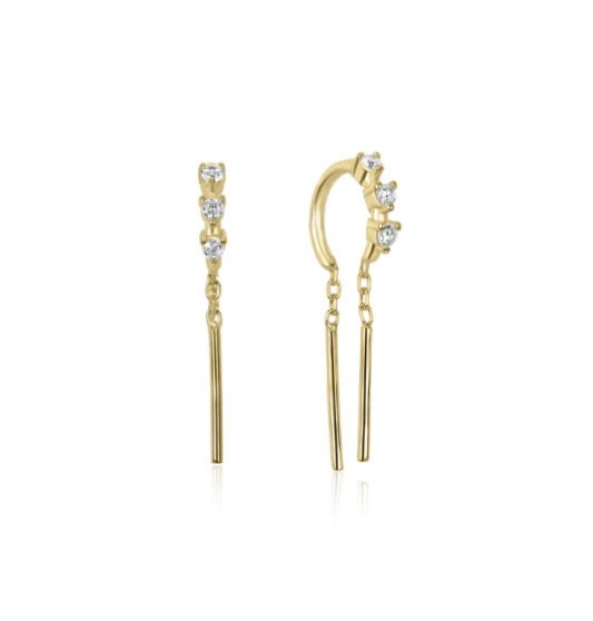Bamboo infinity threader hoop gold (pair)