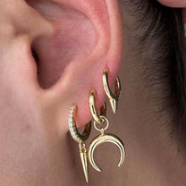 Vertex Gold Plated Spike Huggie Hoop Earring