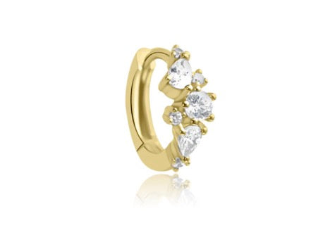 Margot scattered gem huggie hoops gold