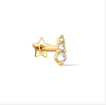 Elena 9k Solid Yellow Gold Graduating Crystal Trio Flat Back Stud Earring