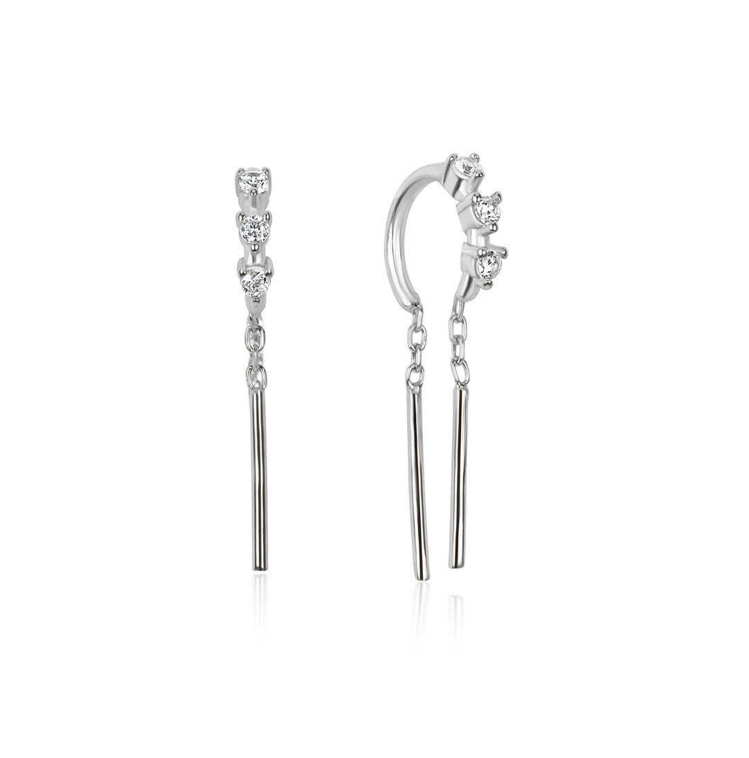 Bamboo infinity threader hoop silver (pair)