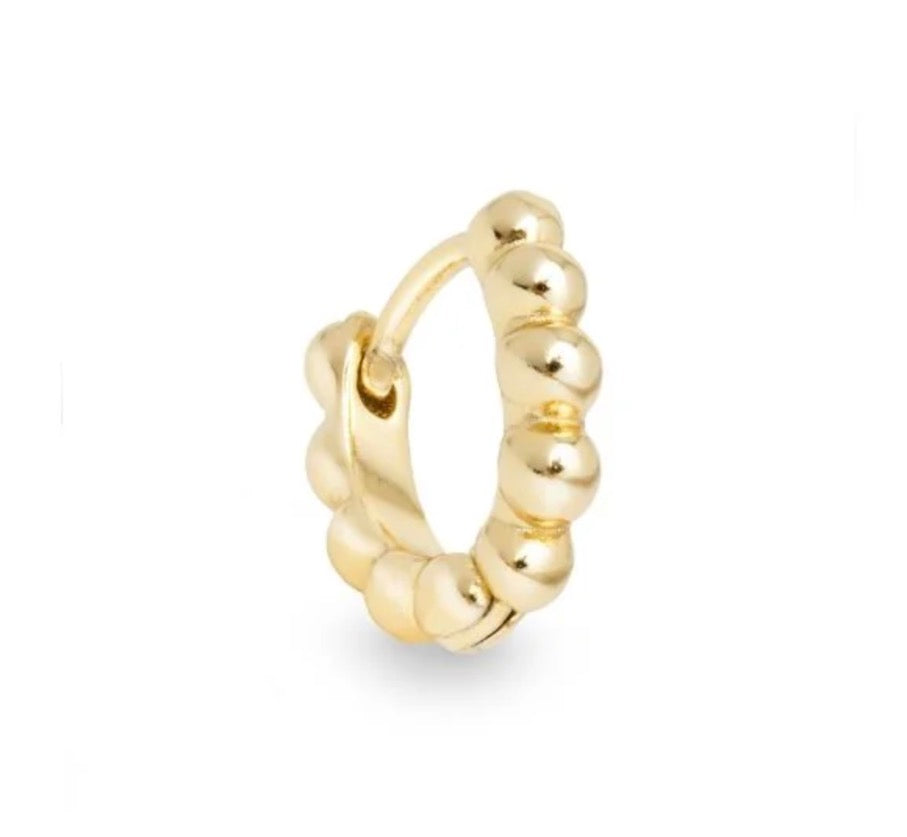 Perla Medium Gold Beaded Huggie Hoop Earring