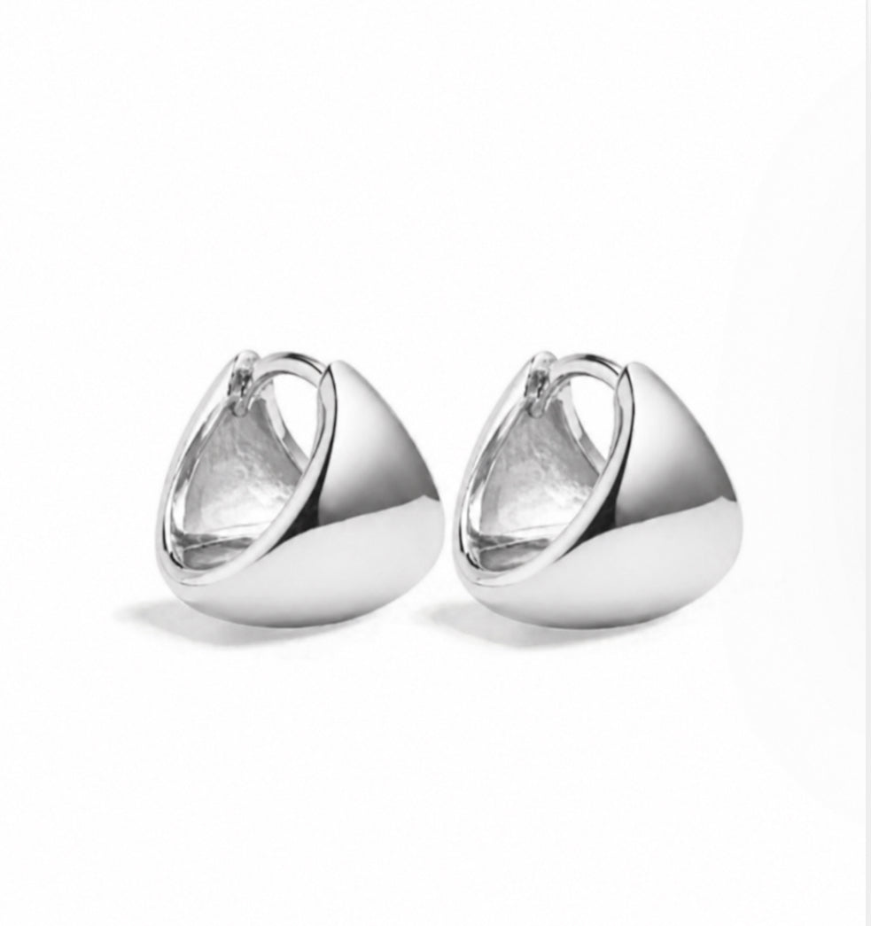 Vela White Gold Plated Chunky Wedge Hoop Earring