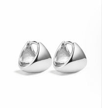 Vela White Gold Plated Chunky Wedge Hoop Earring