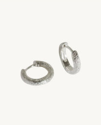 Antique-Textured silver Huggie Earrings