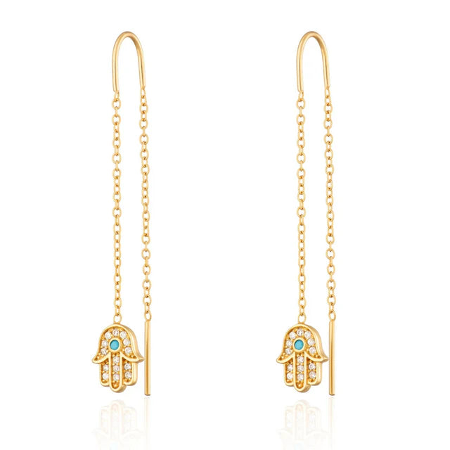 Gold Fatima Hand Threader Earrings