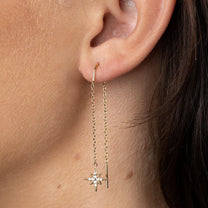 Gold Starburst Threader Earrings