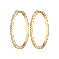 Gold Slim Sparkling Perfect Hoop Earrings