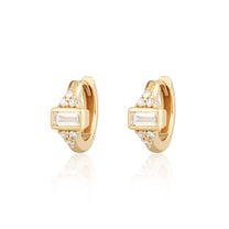Gold Audrey Huggie Earrings with Clear Stones