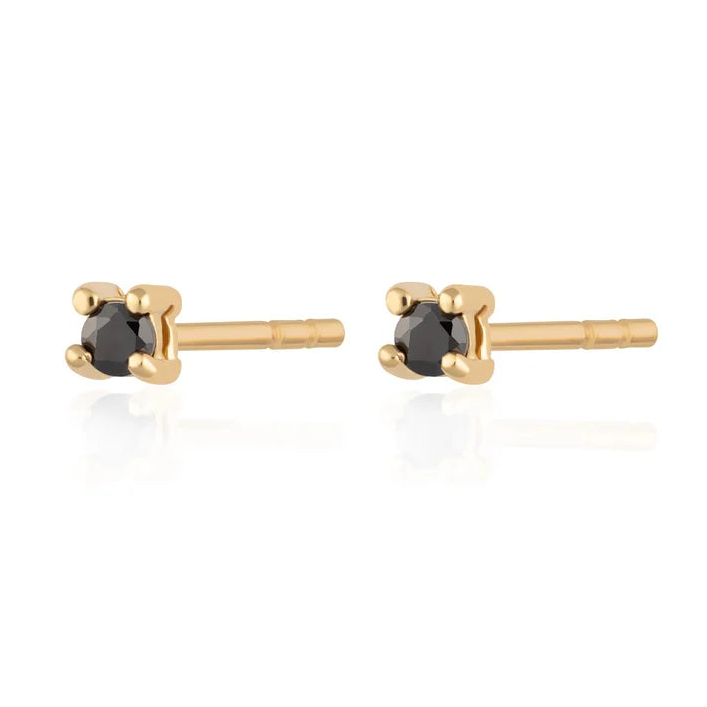 Teeny Tiny Stud Earrings - Black Stone