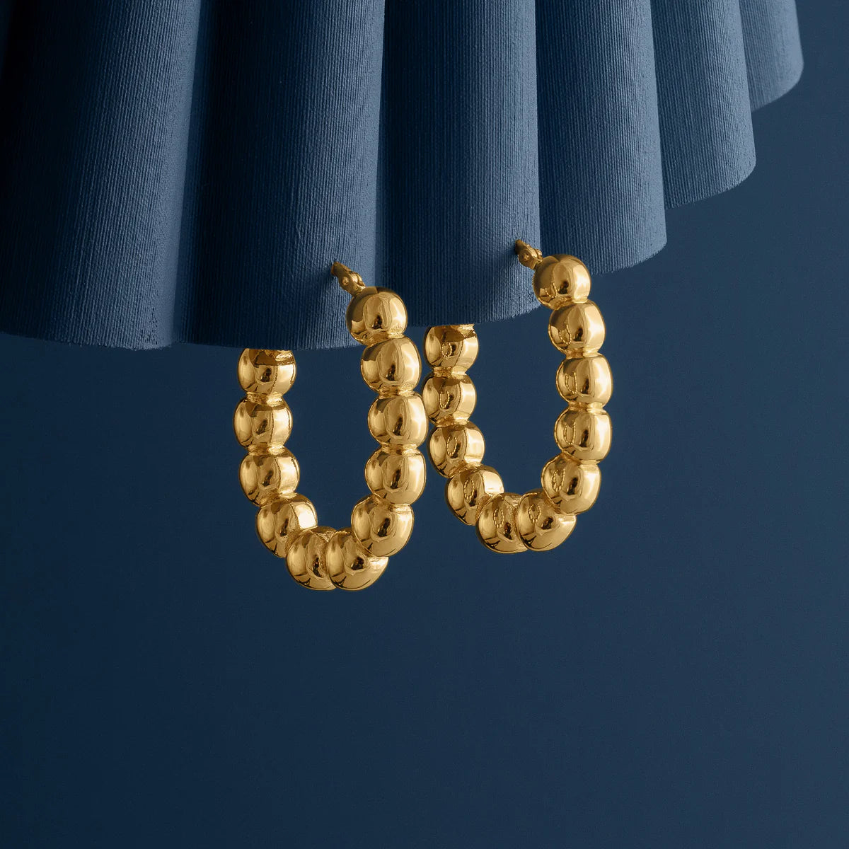 Large Gold Ball Oval Earrings