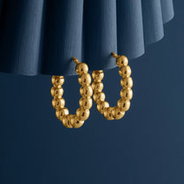 Large Gold Ball Oval Earrings