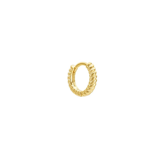 Corda yellow gold plated huggie hoop earring