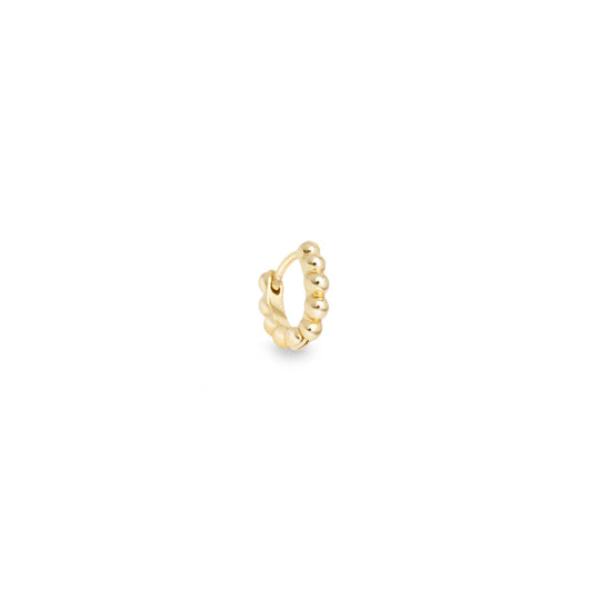 Perla small gold beaded huggie hoop earring
