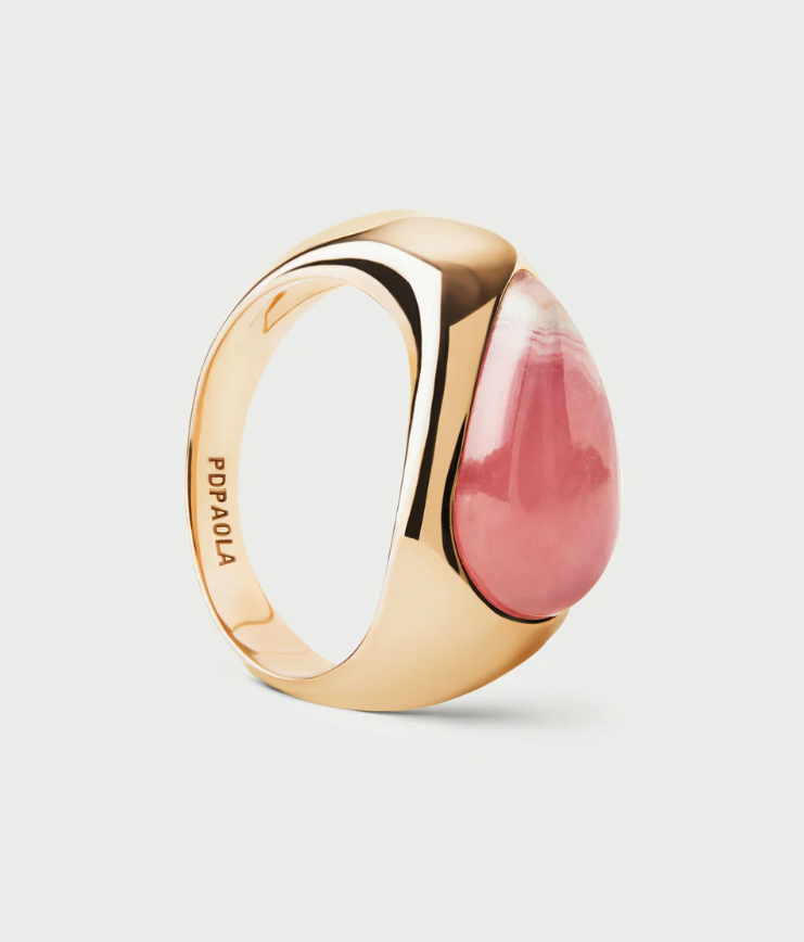 Rhodochrosite Luna Stamp Ring