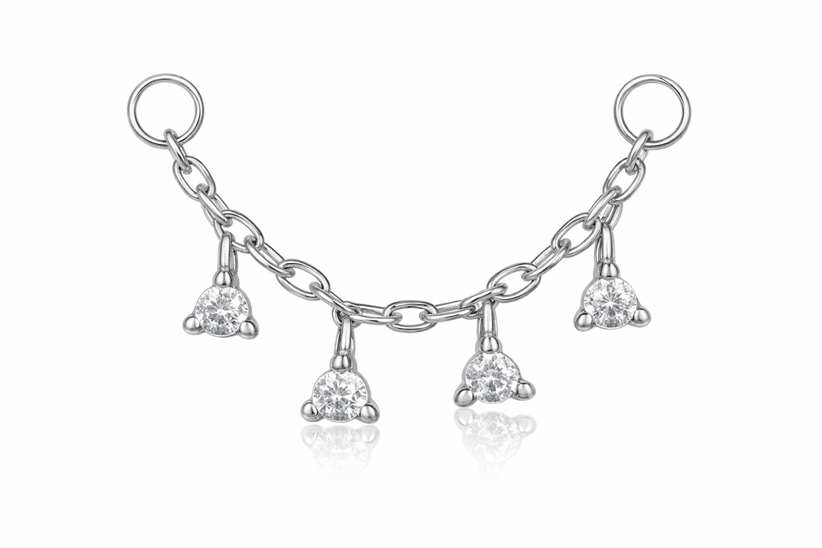Silver Crystal Droplet Chain Charm