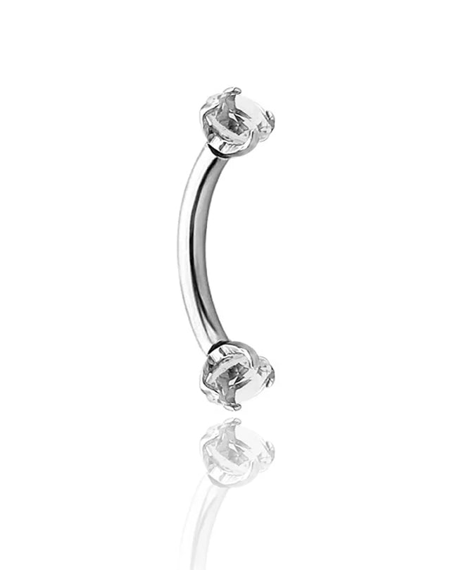 Silver Crystal Curved Barbell
