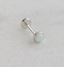 Silver LUNA Opal Threadless Cartilage Stud