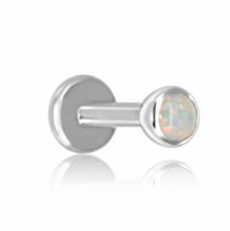 Silver LUNA Opal Threadless Cartilage Stud
