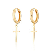 Gold Cross Hoop Earrings