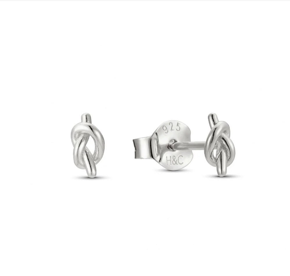 Presila knot stud white gold single earring