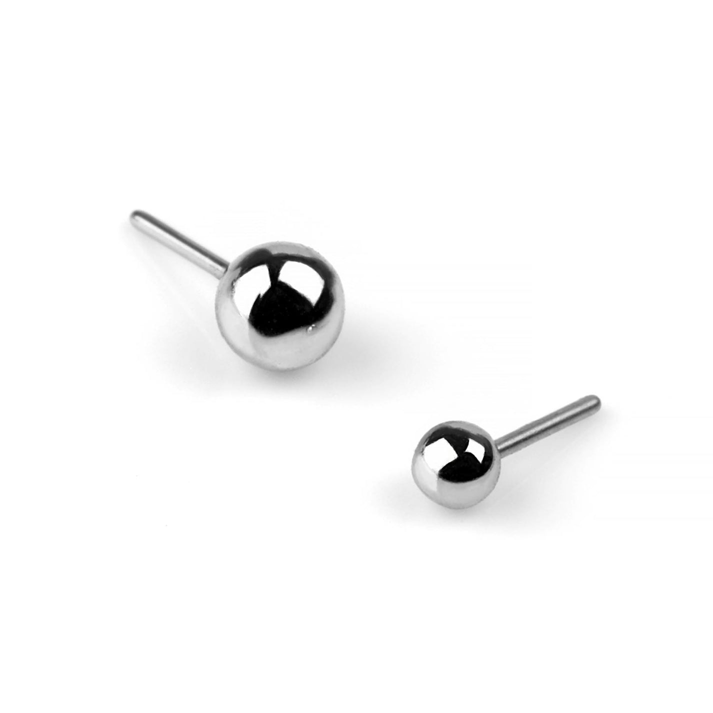 14Kt White Gold Threadless Ball Top