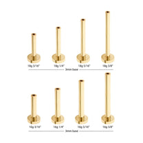 14Kt Gold Threadless Labret with 5mm Flat Base