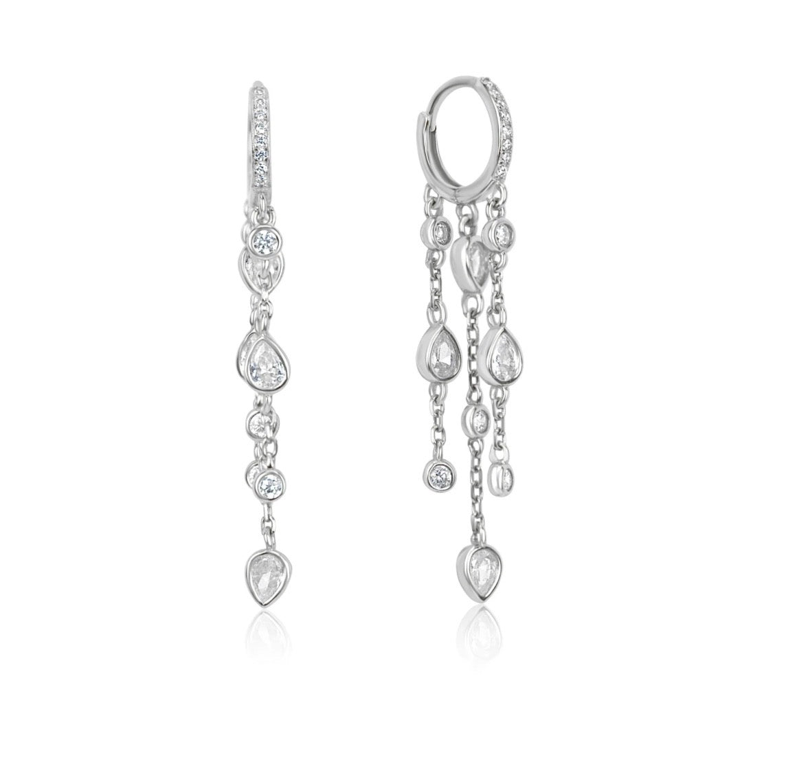 Elysian waterfall huggie hoops silver (pair)
