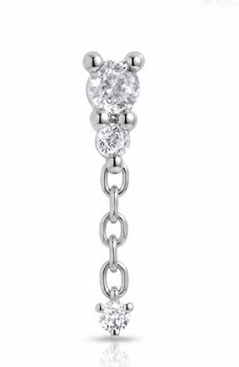 Alchemy drop cartilage stud silver