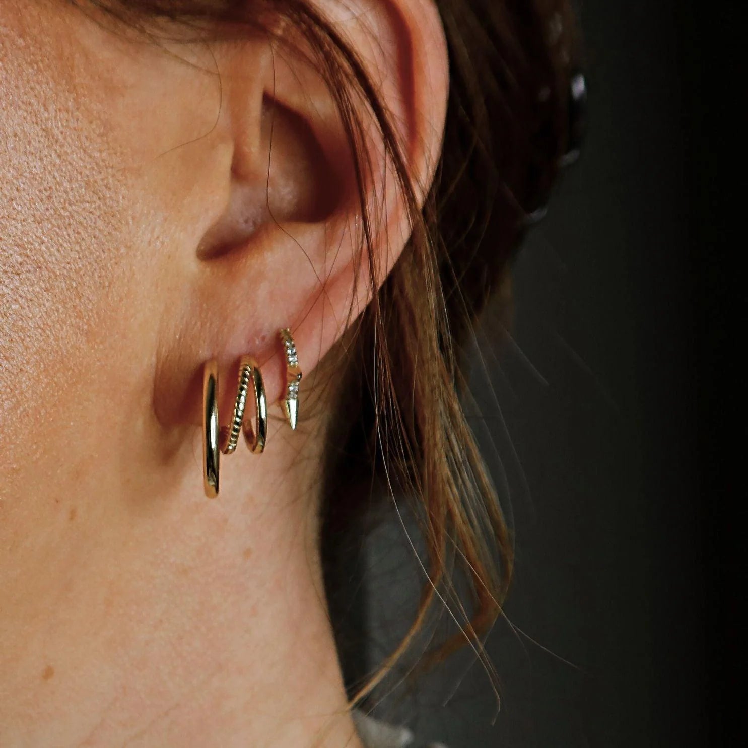 Picchi Gold Plated Spike Huggie Hoop Earring