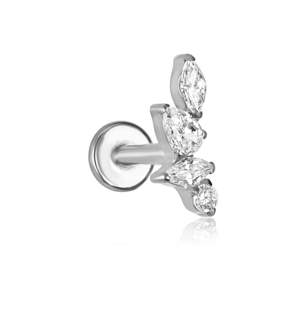 Deia curved cartilage stud silver