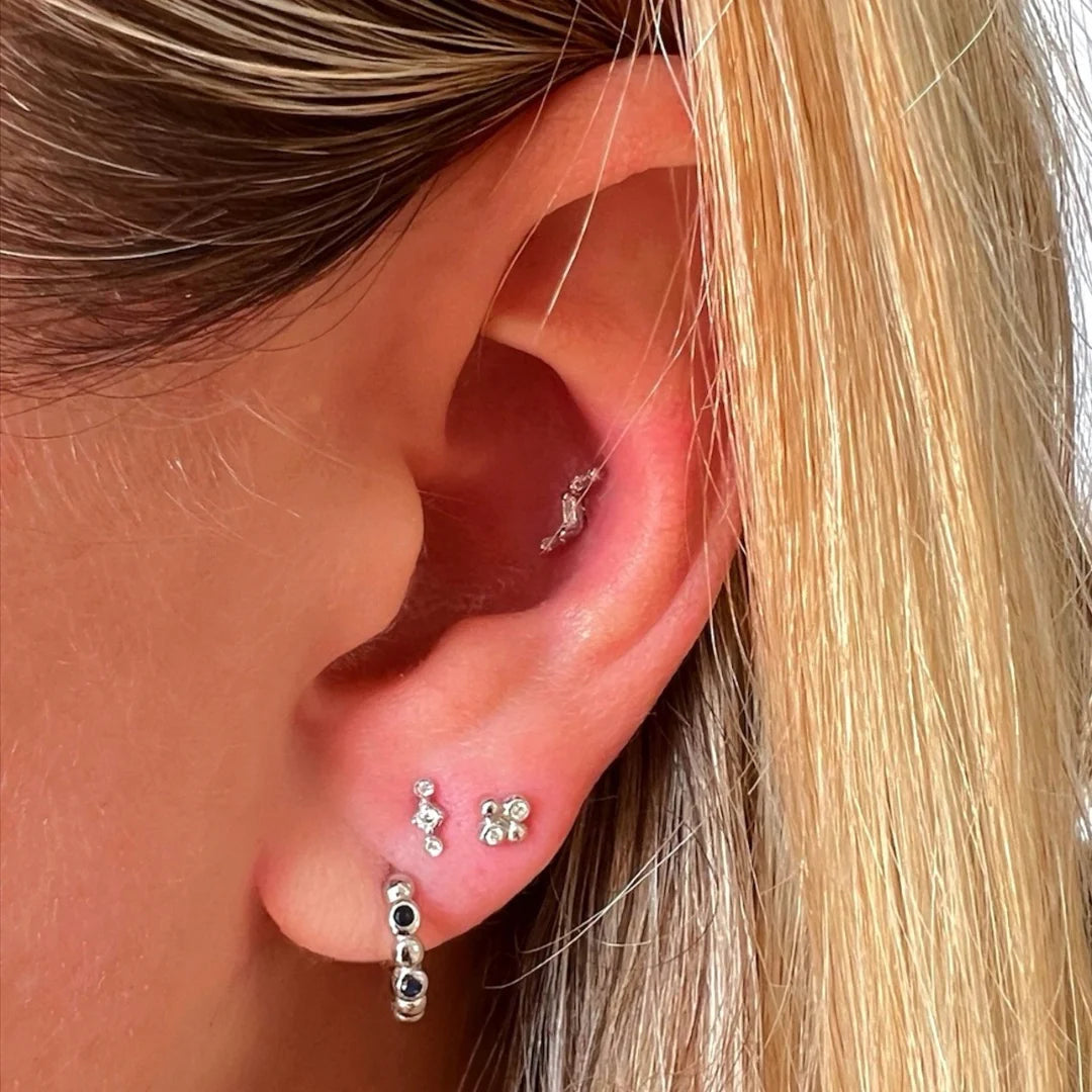 Stellar White Gold Plated Hoop Earring