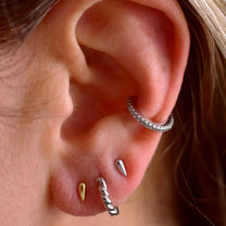 Piega White Gold Plated Rope Huggie Hoop Earring