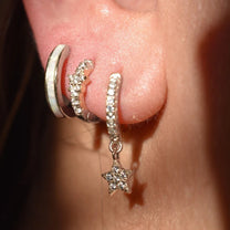 Etoile White Gold Plated Star Tiny Single Huggie Hoop Earring