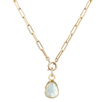 Aquamarine Carved Chunky Chain Necklace | Serenity (Gold Plated)Aquamarine