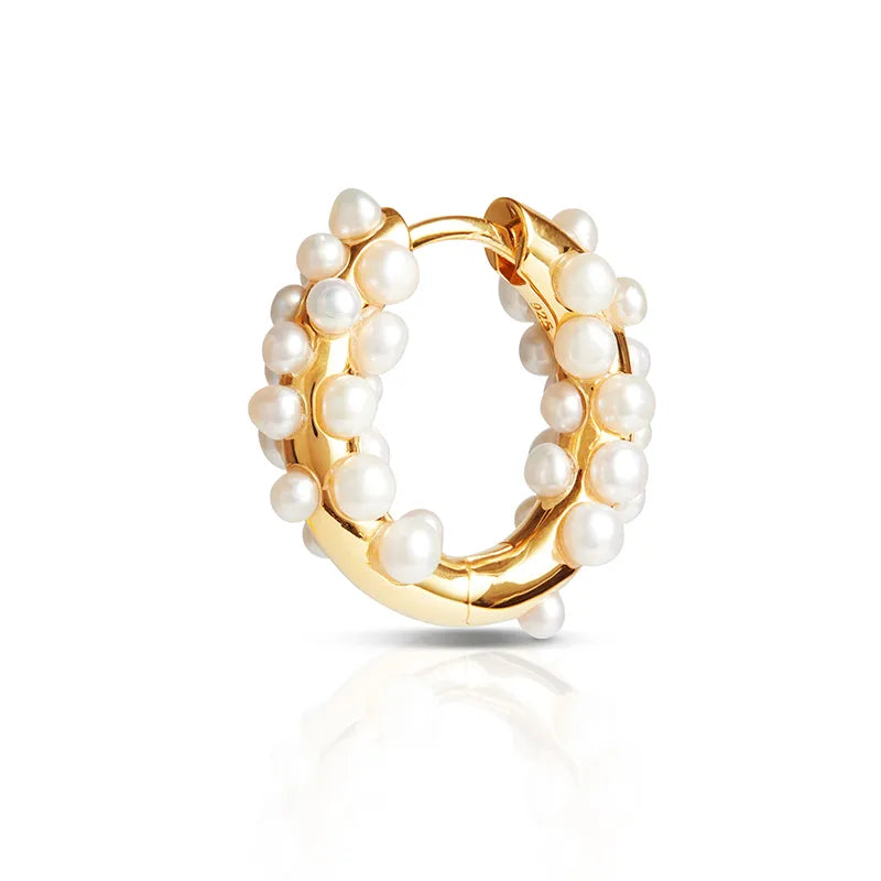 Gold Vermeil Pearl Cluster Hoop Earring