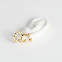 Gold Vermeil Pearl Cluster Hoop Earring