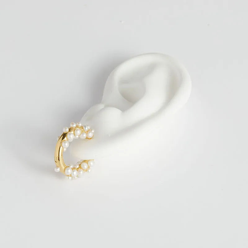 Gold Vermeil Pearl Cluster Hoop Earring
