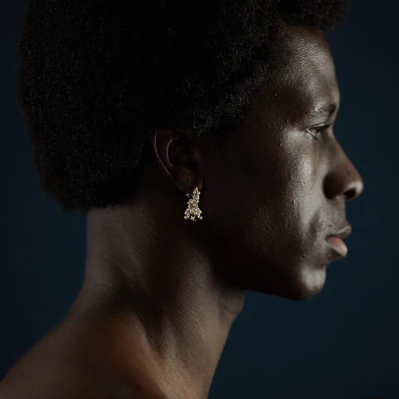 Gold Vermeil Pearl Droplet Hoop Earring