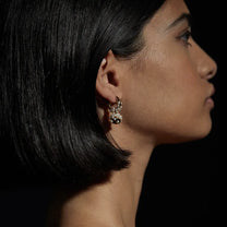 Gold Vermeil Pearl Droplet Hoop Earring