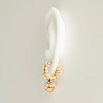 Gold Vermeil Pearl Droplet Hoop Earring