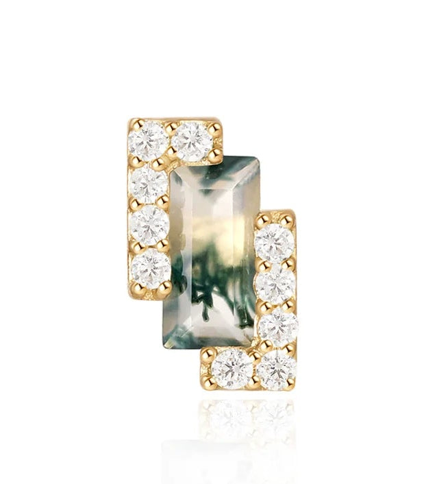 Meld - Moss agate / White CZ